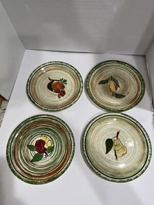 Vtge Set of 7 Blue Ridge Pottery County Fair Salad Plates 8 1/4" Fruit Piecrust - Picture 1 of 13