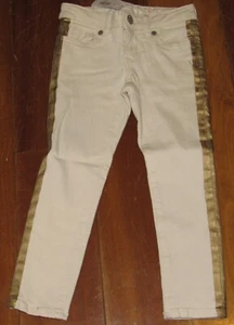 Gymboree Girls Super Skinny Off White Gold Stripe Jeans Sz 4 Pants NEW NWT Cream - Picture 1 of 3
