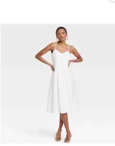 A New Day Women's Eyelet Casual Summer Dress Midi Sundress - Picture 1 of 6