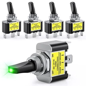 Nilight 5PCS LED Toggle Switch ON Off 12V 30A Green LED Lighted Metal Switch - Bild 1 von 9