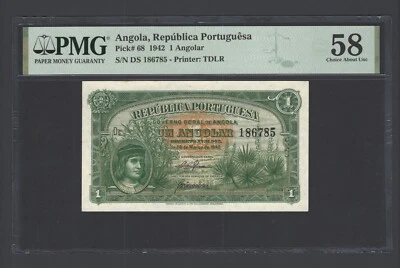 Angola One Angolar 1942 P68 About Uncirculated - Image 1 of 2