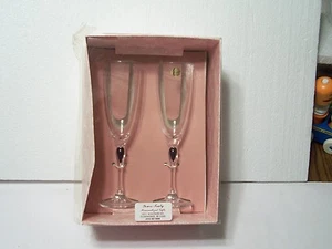 2 Cristal d' Arques champagne glasses 1 is etched I'm Sorry the other I Love You - Picture 1 of 11