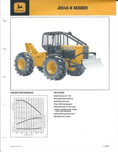 Brochure équipement - John Deere - JD 540-B - Débusqueur d'exploitation forestière - c1976 (E4636) - Photo 1 sur 1