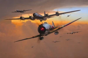 Threatening Skies by Richard Taylor Aviation Art signed by Pacific B-29 pilots - Picture 1 of 4
