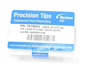 Nordson 7018052 Fluid Dispensing Tip 14GA 0.063 Olive 50 Pack Open Box - Picture 1 of 2