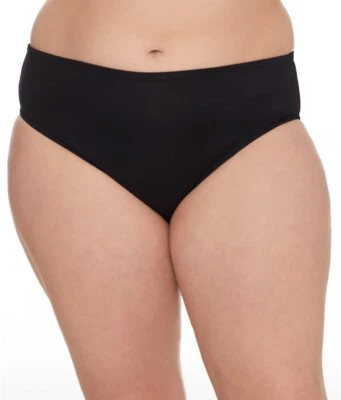 Leilani BLACK Plus Size Smoothing Modest Rise Bikini Swim Bottom, US 22W - Image 1 of 4