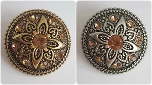 LUXURY GOLD / SILVER METAL LOOK JEWEL BUTTONS – 16mm - 30mm, SHANK, PLASTIC, UK - Picture 1 of 5