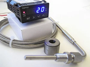 EGT EXHAUST GAS TEMPERATURE PROBE WITH 12V DIGITAL GAUGE/PYROMETER AND WELD BUNG - Picture 1 of 7