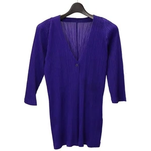 Issey Miyake Pleats Please Strickjacke Oberteile Langarm Polyester 100 Blau 4 - Bild 1 von 9
