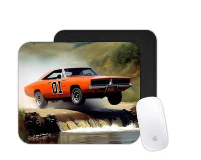 Alfombrilla de ratón naranja Muscle Car | Alfombrilla de escritorio de carreras retro | Coche clásico impreso personalizado Foto 1 de 4