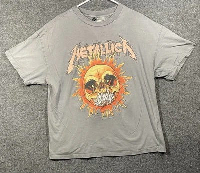 Metallica T Shirt Men's XS Oversized Vintage Retro Style Push head Flaming Sun - Image 1 of 4