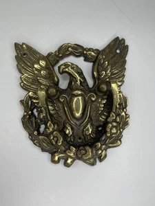 VINTAGE HEAVY DUTY Cast Brass American Eagle with Anchor Door Knocker 5.5" x 5" - Picture 1 of 4