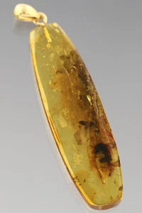 COCKROACH & FLY Genuino Ámbar Báltico Chapado en Oro Colgante Plata 3g 251112-1 - Imagen 1 de 8