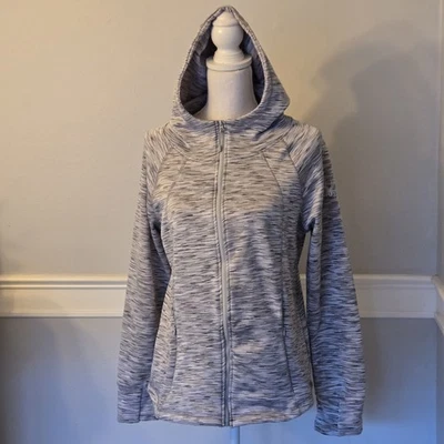 Spyder Active Women's L Mottled Gray Hooded Top Long Sleeve Full Zip Logo_FLAW - Image 1 of 4