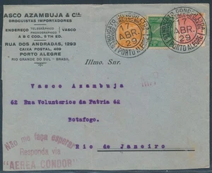 Brasile Sindacato Condor MiF Lettera Porto Alegre 1929 per Rio (1553) - Foto 1 di 2