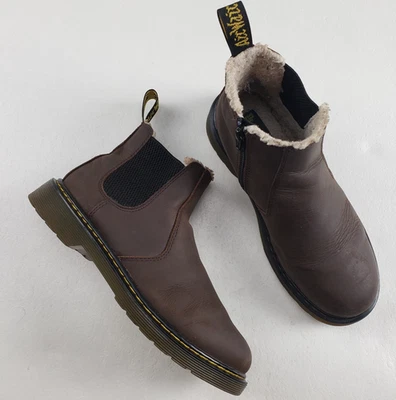 Dr Martens Leonore Botín Mujer 7 Marrón Cuero Imitación Piel Forrado Cremallera Lateral Foto 1 de 4