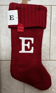 Nuevo Wondershop Initial E Monograma Tejido 19" Medias de Navidad Letras Rojas - Imagen 1 de 1