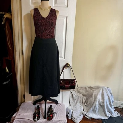 Falda midi formal de gamuza sintética bordada con cuentas Dressbarn vintage para mujer 12 Foto 1 de 4