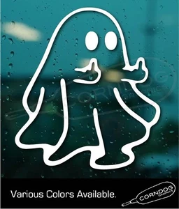 Ghost Middle Fingers VINYL STICKER DECAL HALLOWEEN SPOOKY HAUNT GHOSTY SCARY - Foto 1 di 4