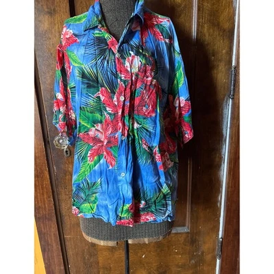 Vintage 80's Esprit Sport  Rayon Hawaiian Retro Surfer LOOP Collar shirt -M - Image 1 of 3