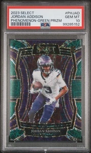 2023 Select Jordan Addison Rookie RC Phenomenon Green Prizm /5 PSA 10 SSP - Bild 1 von 2