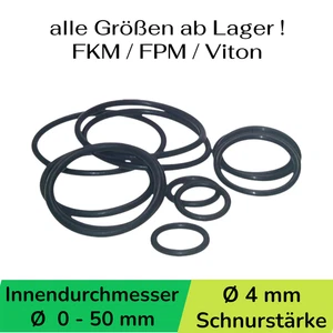 O-Ring Viton VI FKM FPM ID Ø 0-50 x Schnurstärke 4 mm Rundring 0 O Ring OR 👍 - Bild 1 von 16