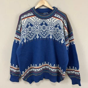 Dale of Norway Blue Multicolor Fair Isle Thick Pullover Sweater VTG XL EUC - Picture 1 of 10