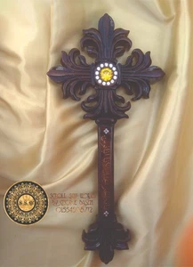 Cruz de mano tallada hecha a mano "Flower King Cross" para obispos - Imagen 1 de 6