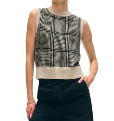 White + Warren Cashmere Houndstooth Shell Vest Size XS - Image 1 of 3