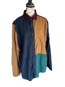 Camisa con botones American Eagle para hombre XL bloques de colores pana retro años 90 calce clásico - Imagen 1 de 5