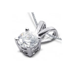 2 1/2ct E SI1 Round Earth Mined Certified Diamond 14k  Classic Solitaire Pendant - Picture 1 of 4