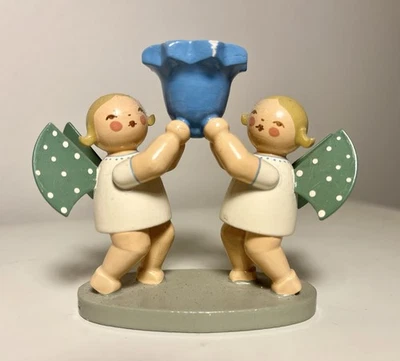 Erzgebirge zwei Engel Expertic alt mit Kerzenhalter , 11 Punkte - Bild 1 von 4