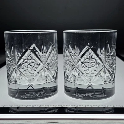 2 Limited Edition DEWAR’S Embossed Trefoil Celtic Truth Knot Whiskey Rocks Glass - Image 1 of 4