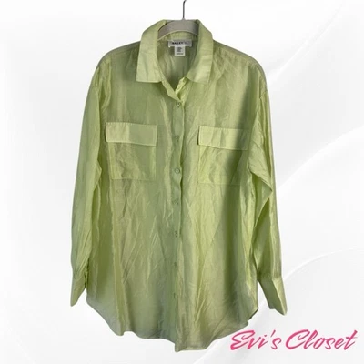 Bailey 44 Oversized Button Up Blouse Top Shirt Sheer Pastel Green Medium - Image 1 of 4