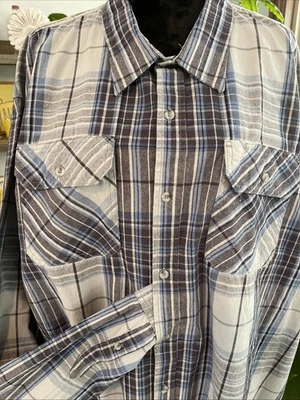 Great Northwest Brawny Shirt Men's Sz 4XLT Blue Grey Plaid Cotton Blend - Image 1 of 4