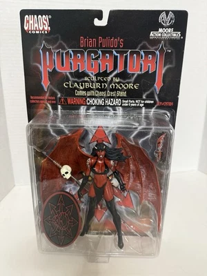 Figura de acción de Brian Pulido's Purgatori Clayburn Moore 1997 Chaos Comics sin usar, en caja nueva Foto 1 de 4