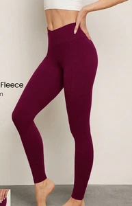 JUST'LOVE Fleece Leggings Push Up Bauchkontrolle High Waist Burgundy S - Bild 1 von 12