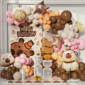 Capybara Geburtstagsdeko, 146 Stück Luftballons Pastell und Orange mit Rosa - Bild 1 von 9