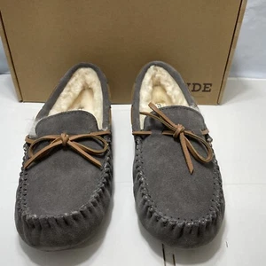 Fireside Melbourne Genuine Moccasin Slippers, Grey, Women Size 9 Item#972 - Picture 1 of 10