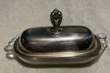 1847 Rogers Bros Vintage butter dish Eternally Yours "I S" on silver-plate lid