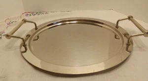Round Charcuterie Board Drinks Tray Towle Silver Serving Tray with Handles 16" - Picture 1 of 10