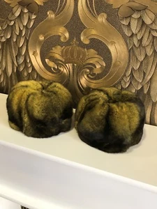 CHINCHILLA MANSCHETTEN CHINCHILLA PULSWÄRMER PELZ MANSCHETTEN PELZ STULPEN GELB - Bild 1 von 4