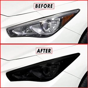 FOR 14-22 Infiniti Q50 Q50S Headlight SMOKE Precut Vinyl Tint Overlays - Picture 1 of 7