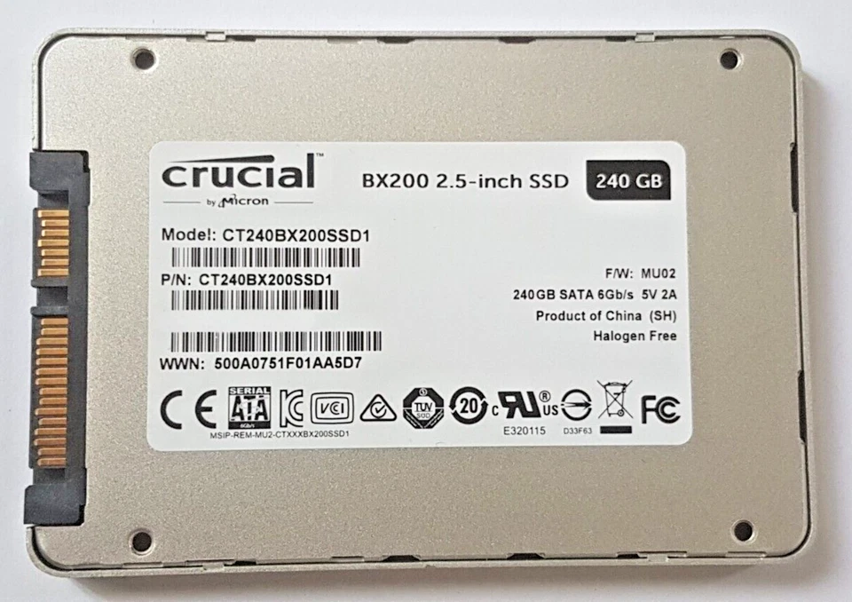 240 GB SATA Micron Crucial BX200 CT240BX200SSD1 2D-NAND Tlc SSD 2,5 " Hard Drive - Image 1 of 1