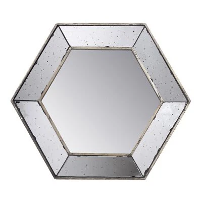 18 Hexagon Wall Mounted Vintage Style Glass Frame Accent Mirror - Image 1 of 4