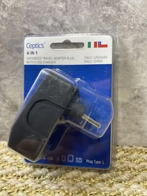 Ceptics Universal to Italy Travel Adapter Plug - Type L - 4 in 1 -2 USB(GP4-12A) - Image 1 of 4