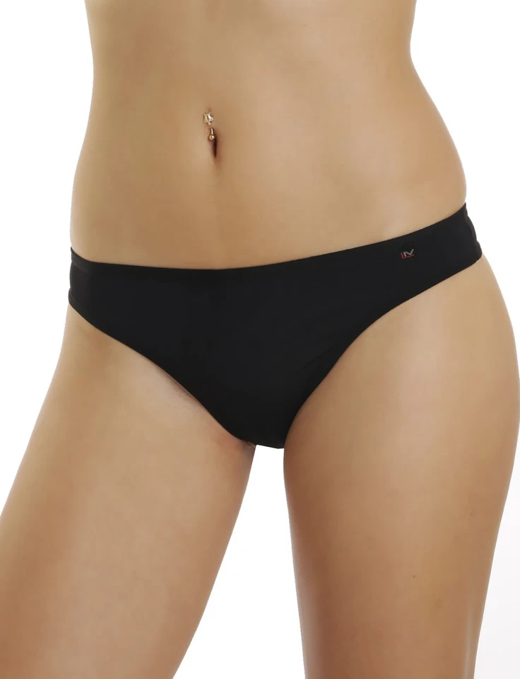 LisaModa Damen Bikini Slip 5er Pack Stretch Baumwolle schwarz weiß Hüftslip - Bild 1 von 4