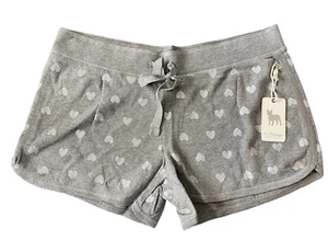 NWT PJ Salvage Small Gray Metallic Silver Hearts Thermal Lounge Shorts #PQ6 - Picture 1 of 10