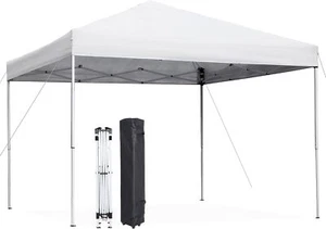 Canopy Pop Up Party Tent 10 x 10 FT Adjustable Heights w/Wheel Bag Outdoor White - Picture 1 of 18