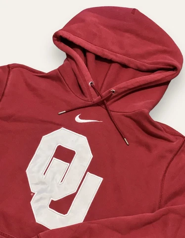 Nike Oklahoma Sooners Red Hoodie Sweatshirt Embroidered Center Swoosh Size Large Cover